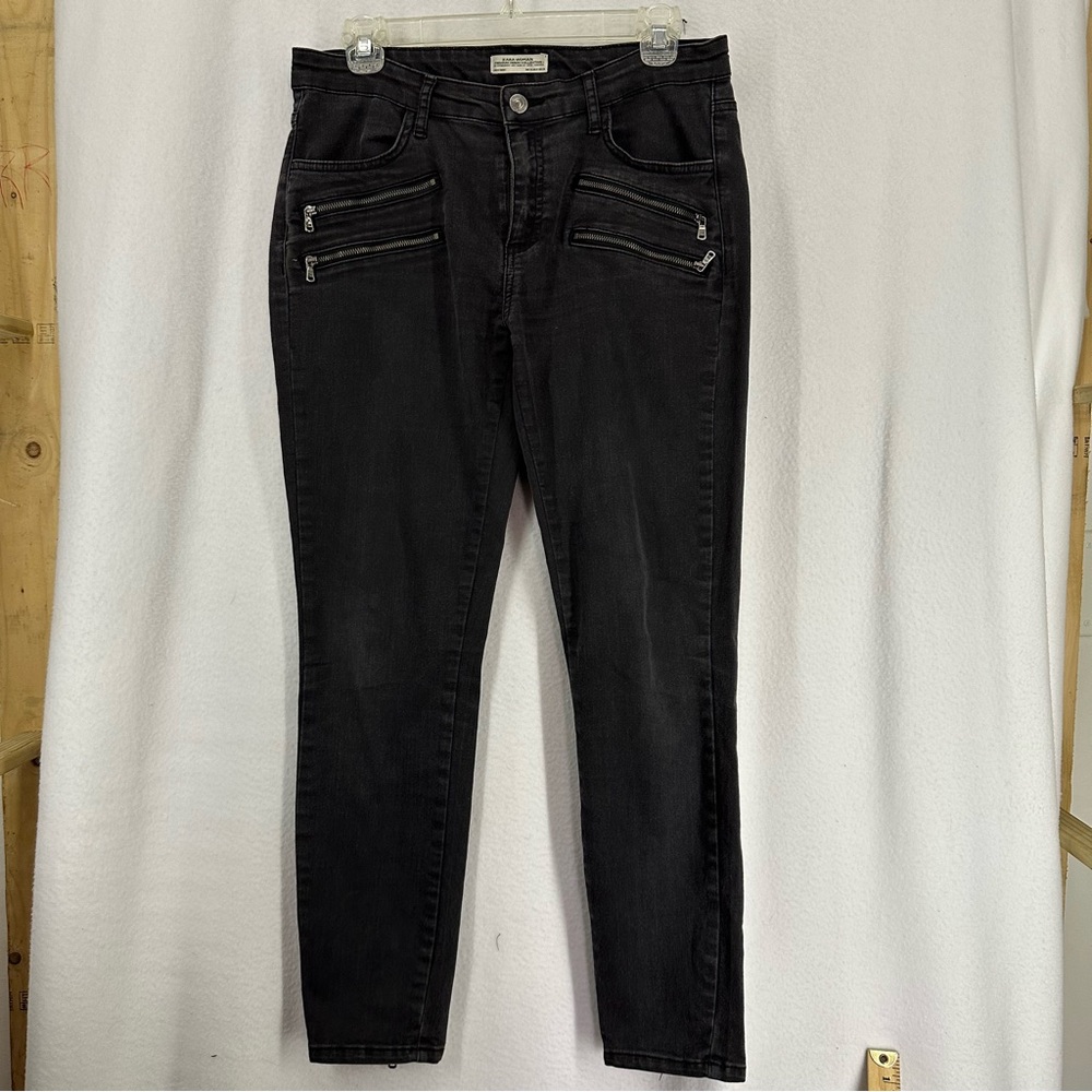 Zara Skinny Jeans Zipper Goth Alternative‎ Womens 8 Black